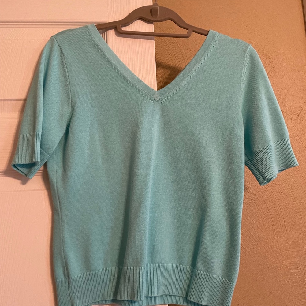 V-Neck Light Blue Women's Sweater